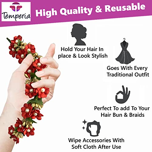 Temperia Red Rose Bridal Hair Accessories for Women - Image 5