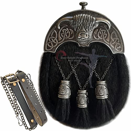 Scottish Kilt Full Dress Sporran Buffalo Cantel Sporran Antique Unique Buffalo.460