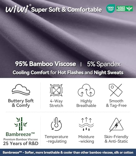 Image of WiWi Womens Pajamas Set Bamboo Viscose Super Soft Short Sleeve Top Ruffle Shorts Sleepwear Cooling Pj Sets S-XXL