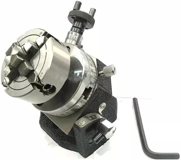 3" Tilting Rotary Table With 4 Jaw 50Mm Independent Chuck 14X1 & Backplate T-Nut-Amz395