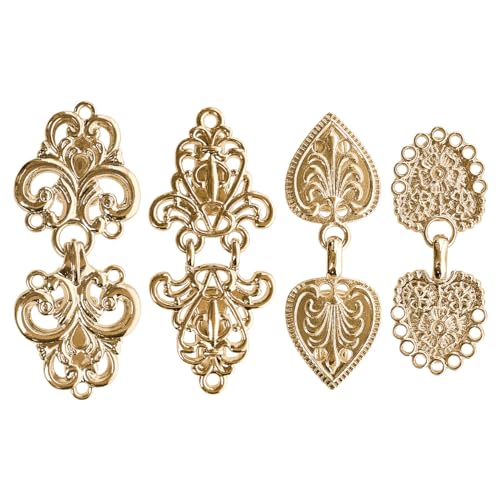 ZESION Gold Vintage Shirt Clips - Dress Cinch Cape Sweater Cardigan Shawl Cloak Clips for Women - 4Pc
