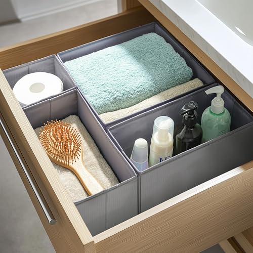 Drawer-Organizers-Durable-Fabric-Washable-with-Base-Support-Boards-Small-Storage-Boxes-for-Bathroom-Closet-Dresser-Set-of-6-Dark-Grey