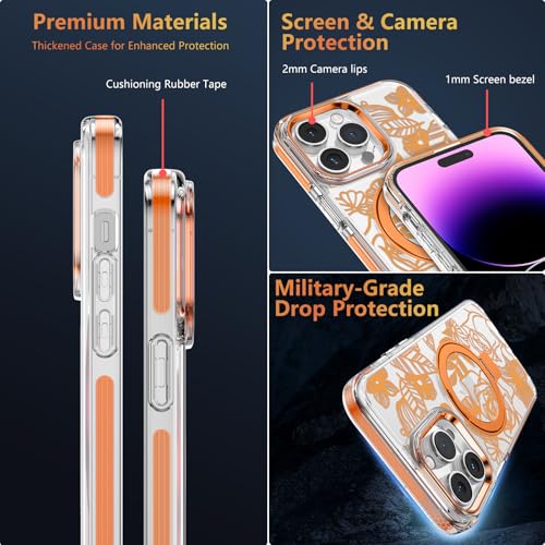 Coque iPhone 15 Pro Max anti-chocs antichute à support floral MagSafe - 6