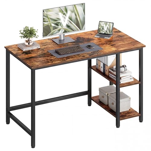 VASAGLE Escritorio, Mesa de Trabajo, Estilo Moderno, para Estudio Dormitorio Salón Oficina, 120 x 60 x 76 cm, Marrón Rústico y Negro Tinta LWD47X