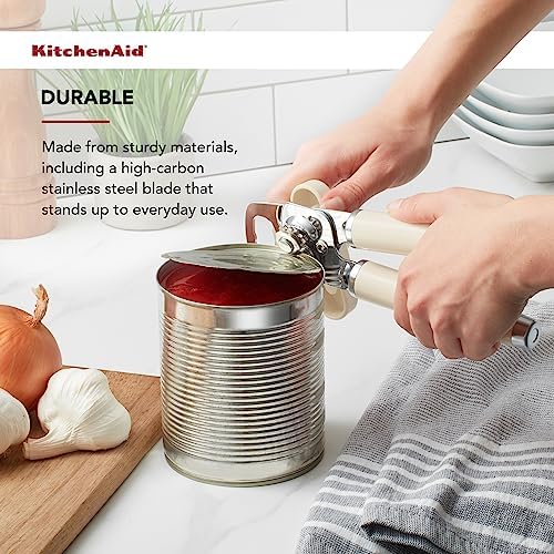 KitchenAid Classic Multifunction Can Opener and Bottle Opener Easy to Use, Razor Sharp Stainless Steel Cutting Wheel, Soft Ergonomic Handles, Almond Cream - 3