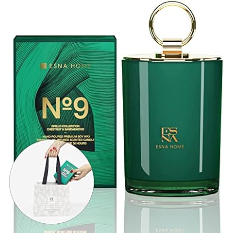 ESNA HOME Luxury Aromatherapy Scented Candle for Home 8.8oz 50h Natural Vegan Soy Wax Infused with Essential Oil with Premium Gift Bags with Fabric Ribbon Handles - Size 7.8 * 6.9 inch Cover