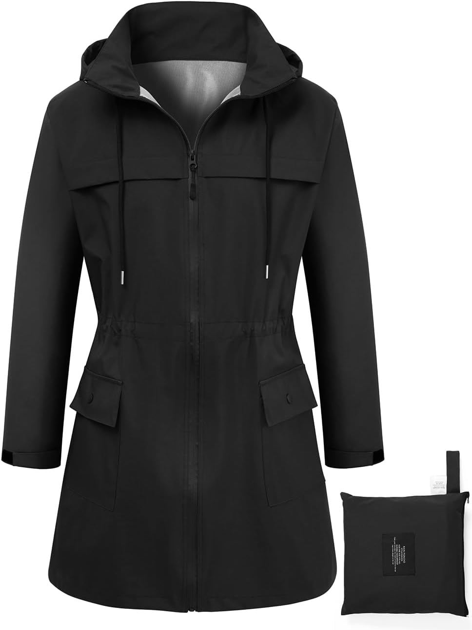 Women Waterproof Hooded Rain Jacket Outdoor Long