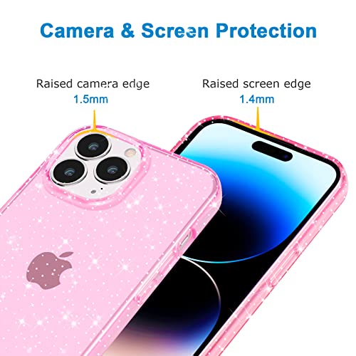 Jjgoo Compatible With Iphone 14 Pro Max Case, Bling Sparkle Soft Tpu Anti-Scratch Shockproof Protective Phone Bumper, Women Girls Cute Slim Phone Case For Iphone 14 Pro Max, Glitter Pink #TOP4