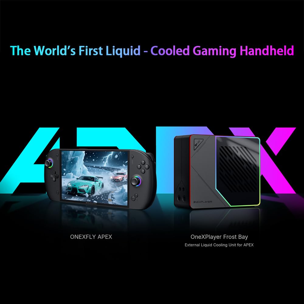 OneXFly Apex - PC portátil de mano para juegos con CPU AMD Ryzen AI Max+395, GPU Radeon 8060S, pantalla de 8 pulgadas y 120 Hz, refrigeración líquida para juegos de PC AAA, Windows 11 (48G + 1 TB)