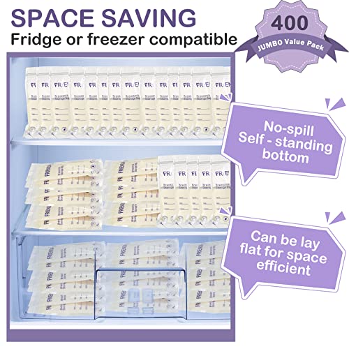 Newwiee NEWWIEE-BREAST-UJ54 400 Count Breastmilk Storage Bags 7 Oz Leak Proof Double Zipper Seal Breast Milk Storing Bags Self Standing Breast Milk Storage Bags thumb #5