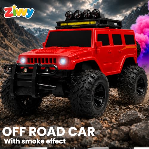 Image of Off Road RC Monster Car for Kids | 4x4 Remote Control SUV Truck | LED Lights | USB Type-C Charging | Lithium Battery | 2.4GHz Controller | High Speed Off Roader | Red | Made in India