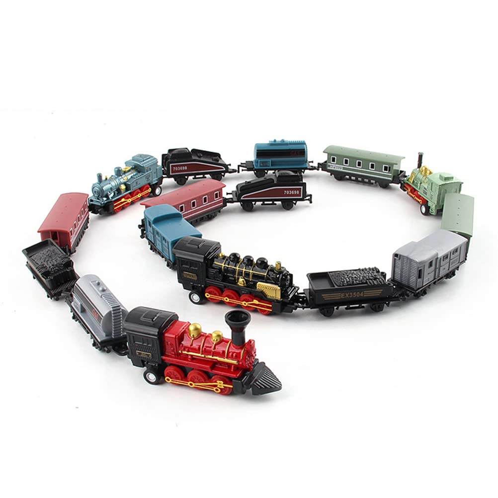 NOENNULL Pull Back Simulation Steam Train Model Toy Kit Simulation Retro Steam Toy Kit Pull Back with 4 Different Types Mini Train Model Steam Model Toys Educational Toy for Boys and - Image 3