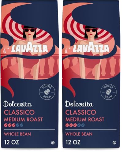 Image of Lavazza Dolcevita Classico Whole Bean Coffee 12oz Bag, Medium Roast, Rich and Full-bodied, Intensity 3 /5, Arabica and Robusta, Ideal for Drip Brewers, Package May Vary (Pack of 2)