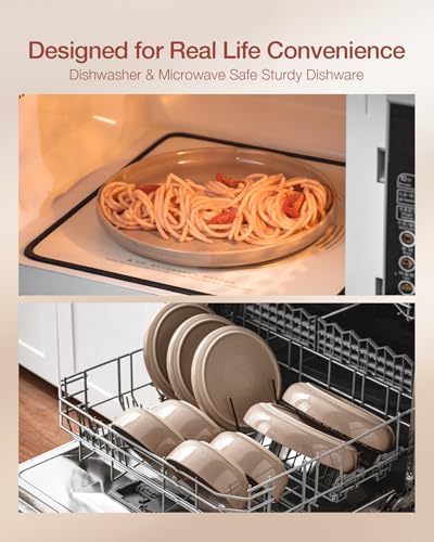 Richmount Milkyway Plates and Bowls Set, 12 Piece Dinner Set, Speckled Stoneware Dinner Set for 4, Chip and Scratch Resistant Dinnerware Sets, Dishwasher & Microwave Safe, Cinnamon Brown - Image 4