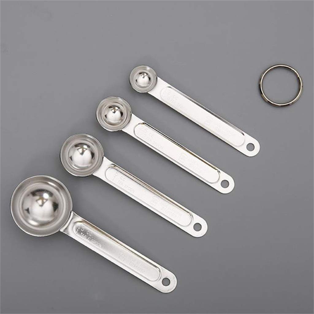 Cuillère À Mesurer, Acier Inoxydable Ensemble De Quatre Pièces Gel De Silice Antidérapant Manipuler Cuisson Petits Outils (Color : B)