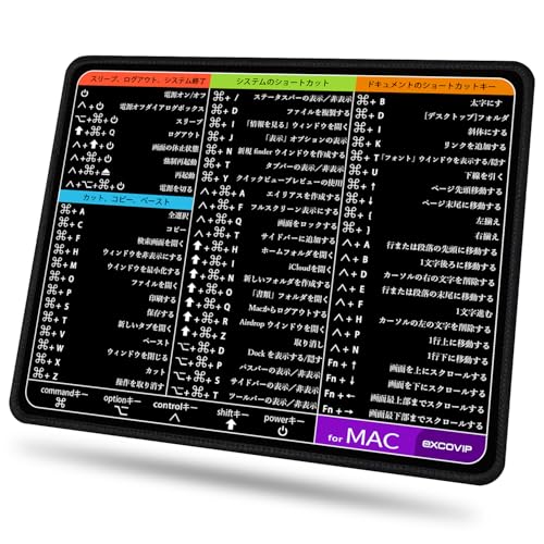 excovip mini マウスパッド オフィス Macショートカットキー一覧 防水 滑り止め 耐久性が良い おしゃれ 小型 26cm×21cm×0.2cm - 0203