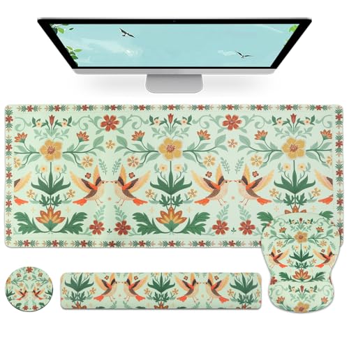 Tapis de souris avec repose-poignet ergonomique et grand sous-main clavier pour bureau