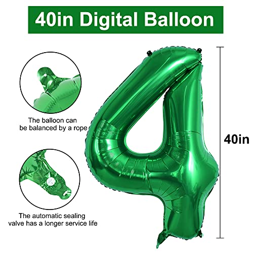 Image of TONIFUL 40 Inch Dark Green Large Numbers Balloon 0-9 Birthday Party Decorations Foil Mylar Big Number 4 Balloon Digital 4 for Birthday Party,Wedding, Bridal Shower Engagement Photo Shoot Anniversary