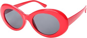 EDGEIWEAR Retro Inspired Plastic Oval Sunglasses Clout Goggles with Solid Lens
