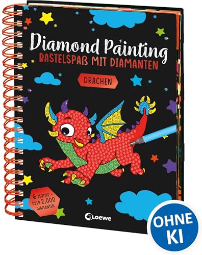 Diamond Painting - Bastelspaß mit Diamanten - Drachen: Crystal Art mit 6 Motiven und über 2.000 Diamanten - Gestalte Bilder nach dem Malen-Nach-Zahlen-Prinzip - Ab 8 Jahren