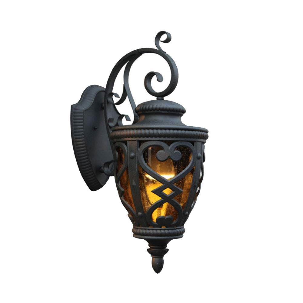 OZBMA Wall Mounted Light Villa Aluminum Garage Edison E27 Antirust Outside Lamp House Waterproof Glass Outdoor Sconce Security Antique Loft Victoria Lantern for Patio Reading Ligh
