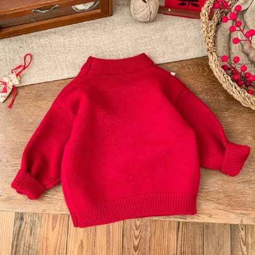 Chinese New Year Red Children's Sweater Autumn Winter Warm Fashion Top with Velvet2