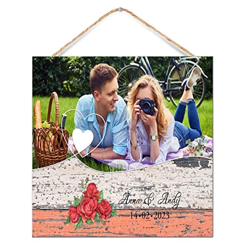 Affichage de mariage personnalisé : plaque murale bois gravée avec date et noms