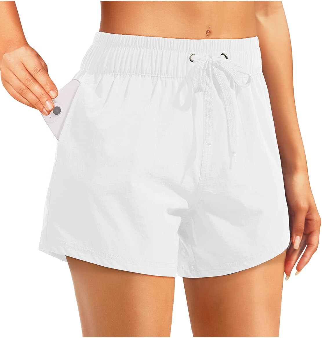 Aqua EveWomen's Board Swim Shorts High Waisted Bathing Suits Bottom Athletic Swimsuit Shorts with Pockets 3"
