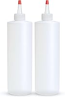 BRIGHTFROM 16oz Squeeze Bottles, 2 Pack BPA-Free Leak-Proof Red Nozzle for Ketchup, Sauces, Oils, Honey, Crafts & Kitchen Condiments