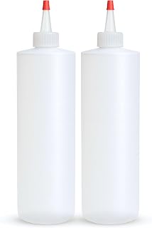 BRIGHTFROM 16oz Squeeze Bottles, 2 Pack BPA-Free Leak-Proof Red Nozzle for Ketchup, Sauces, Oils, Honey, Crafts & Kitchen Condiments