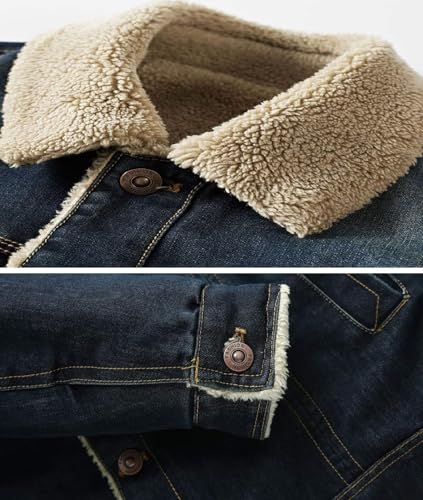 Men's Fleece Lined Denim Jacket Winter Jean Jacket Cowboy Coat Trucker Jacket4