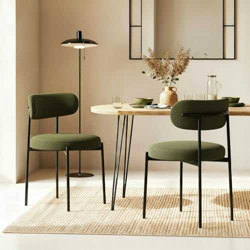 Sicaan Lot de 2 chaises Modernes Velours côtelé Kaki - 79x53,5x51 cm - Collection Iris - Design élégant Contemporain - Assise Confortable - Pieds Stables...