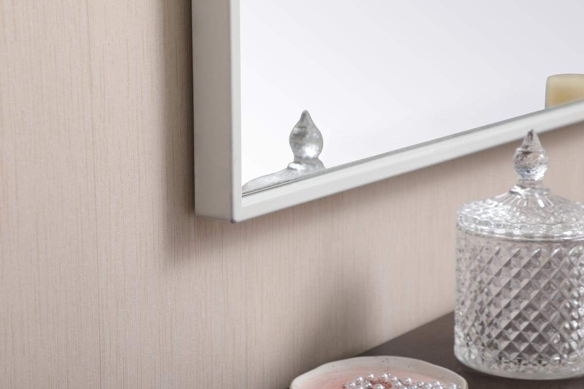 Elegant Decor Carell Furniture 48" x 36" Mid Century Metal Frame Mirror in White