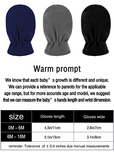 Satinior 3 Pairs Baby And Toddler Winter Mittens Kids Fleece Warm Mittens For Baby Boy Girl (Black, Navy Blue, Grey, 6-18 Months) #TOP2