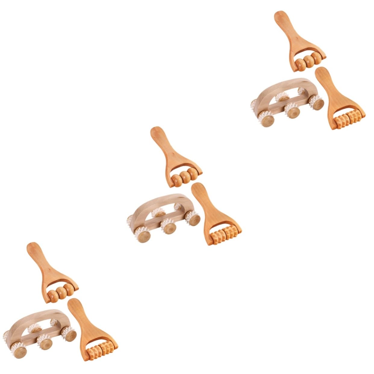 VALICLUD 3 Set Set Massaggiatore Bob Massaggiatore Portatile Piedi Cervicale A Mano Per I Muscoli Manuale Di Legno 3 Pezzi * 3