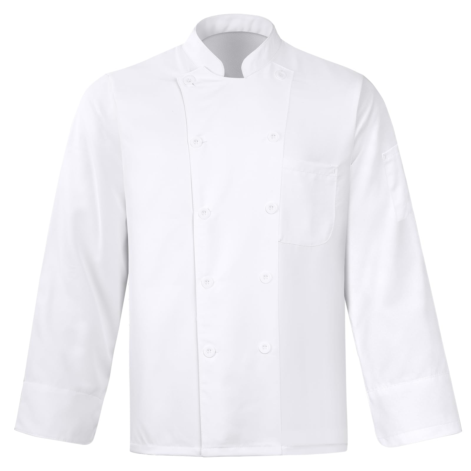 DiULi Chaquetas Cocinero Hombre, Chaquetilla de Chef Mujer, Camisa de Cocinero Manga Corta, Uniforme de Camisa con Botónes,Abrigo de Trabajo Camarero Unisex para Hosteleria,Cocina,Restaurante