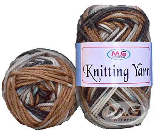 Image of M.G ENTERPRISE Knitting Yarn Thick Chunky Wool, Coffee Mix 200 gm Best Used with Knitting Needles, Crochet Needles Wool Yarn for Knitting. by M.G ENTERPRISE