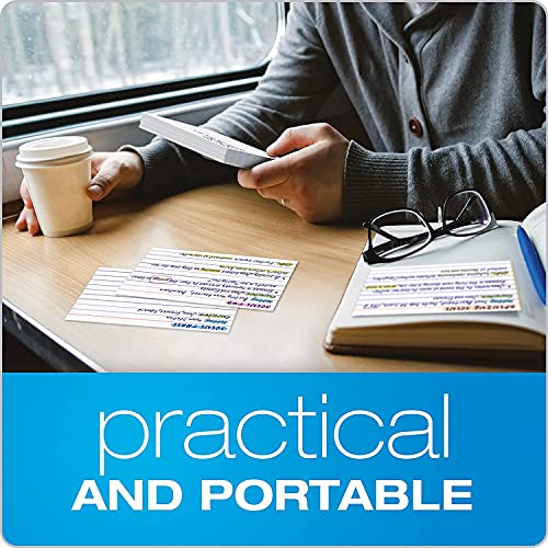 مارك كيو بطاقة فهرسة مسطرة، عبوة من 100 بطاقة تسجيل بيضاء مبطنة لعمل الملاحظات المكتبية والمدرسة وصنع القوائم، بطاقات فلاش للمراجعة، 5 انش × 3 انش، 240 غرام لكل متر مربع