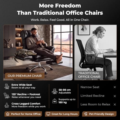 Image of Big and Tall Office Chair, Flip Armrests for Pets & Cross Legged Sitting