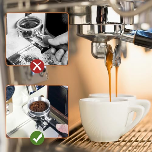 Image of Supvox 51mm Espresso Portafilter Combo - Reusable 316 Stainless Steel Puck Screen (1.7mm) & Magnetic Powder Ring for Filter Basket, Prevents Spills, DIY Home Brew Barista Accessories