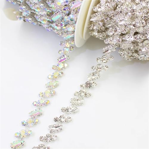 Frange en perles de cristal argenté AB 1m pour customisation de robe - 8