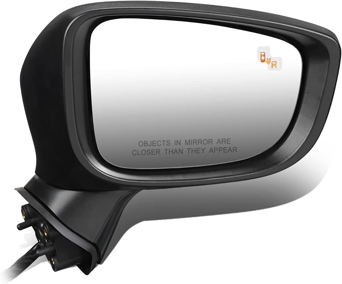 DNA Motoring OEM-MR-MA1321185 Right Passenger Side Heated Power Adjustment Rear View Mirror Compatible with 17-18 Mazda 3, w/Turn Signal + Blind Spot Detection