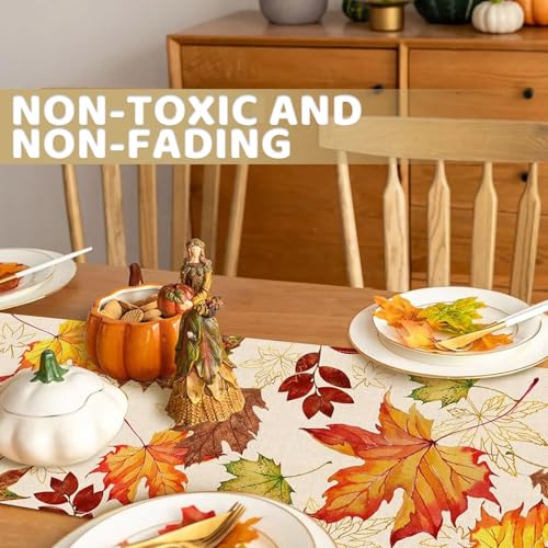 Autumn Table Runner,Fall Thanksgiving Dining Table Cloth Maple Leaf Print Tablecloth Orange Autumnal Centerpiece Decorations Fabric Home Decor,for Harvest Birthday Kitchen Placemats Festival Supplies - Cosy Home Interiors Autumn Table Runner,Fall Thanksgiving Dining Table Cloth Maple Leaf Print Tablecloth Orange Autumnal Centerpiece Decorations Fabric Home Decor,for Harvest Birthday Kitchen Placemats Festival Supplies - Image 5