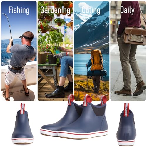 Image of Ankle Rain Boots, Waterproof Boots for Men & Women, Rubber Deck Boots for Fishing Gardening, Rubber Rain Boots, Muck Boots for Men