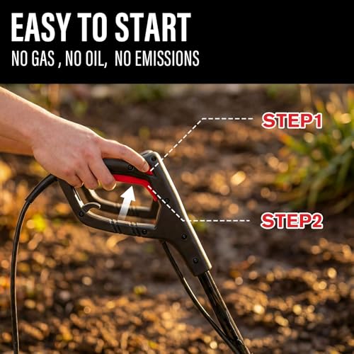 Image of MZK 12-Inch 10.5A Electric Tiller Cultivator,Garden Rototiller 8-Inch Depth