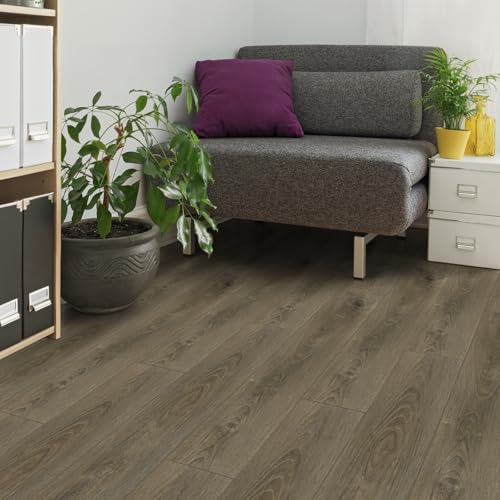 Image of Dureidos Floor Tiles Peel and Stick Waterproof 36 x 6 inch, Vinyl Flooring Waterproof and Durable, 10PCS, Brown