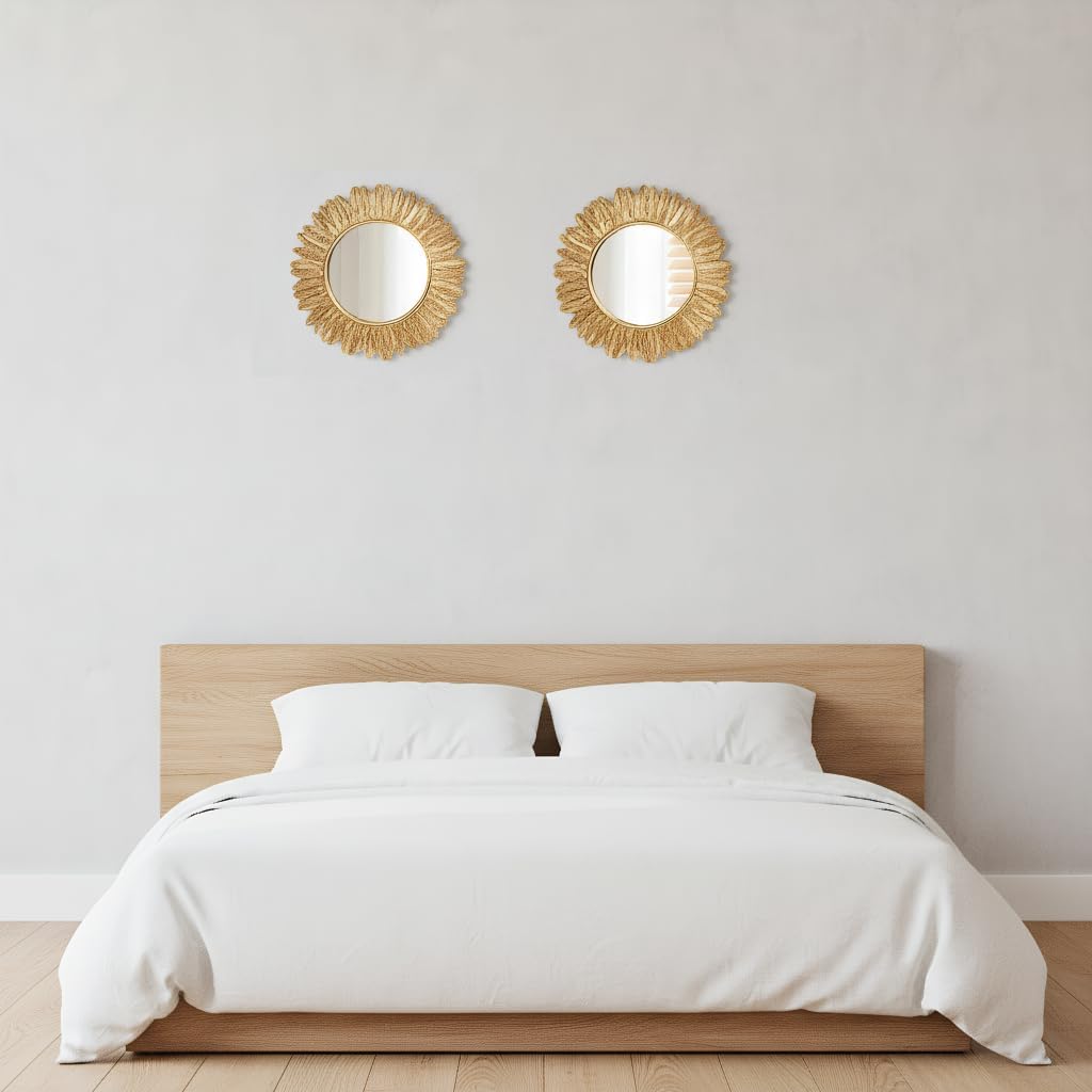 ZOROSY Gold Round Wall Mirror 12 inch - Small Wall Mirror Decorative, Vintage Mirror for Living Room, Entryway, Bedroom,Hallway