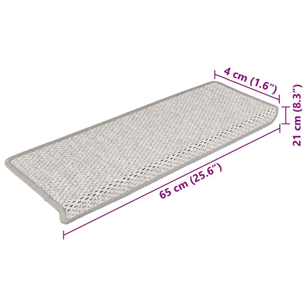 Treppenmatten Selbstklebend Sisal-Look 15 STK. 65x21x4 cm Treppenschoner Stufenmatte rutschfest antirutsch innen Holztreppe Steintreppe mit Tritt- und Kratzschutz waschbar