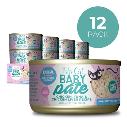 Tiki Cat Baby Pate Wet Cat Food for Kittens, Chicken, Tuna & Chicken Liver, 2.4 oz. Can (12 Count) - Thumbnail 2