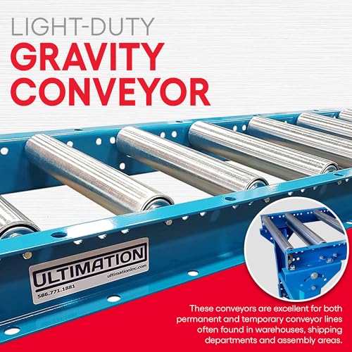 light-duty gravity conveyor with 1534 dia galvanized steel rollers 1234 wide 539 long steel frame on 634 centers ideal for distributionassembly areas such as table ladder bed boat - ultimation